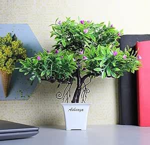 Buy Asharya Artificial Potted Mini Bonsai Tree - Lifelike Greenery for ...