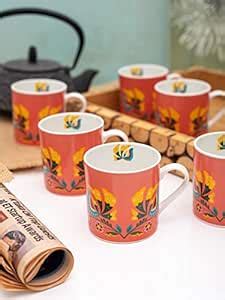 Buy Goodhomes Bone China Tea Cups/Coffee Mugs with Bird Print (Set of 6 ...