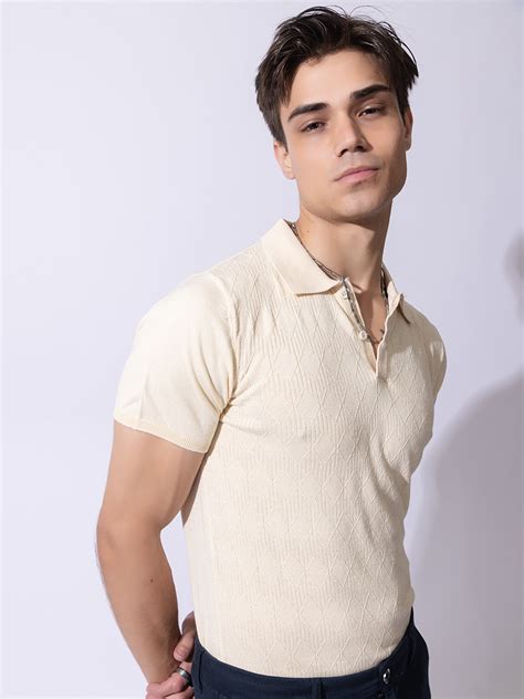 Paris Textured Knit Polo I 611 Ivory White – ARMISTO