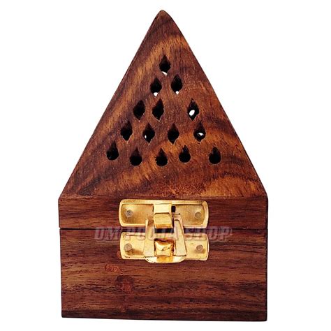 Wooden Pyramid Style Dhoop Burner Holder With Base Square