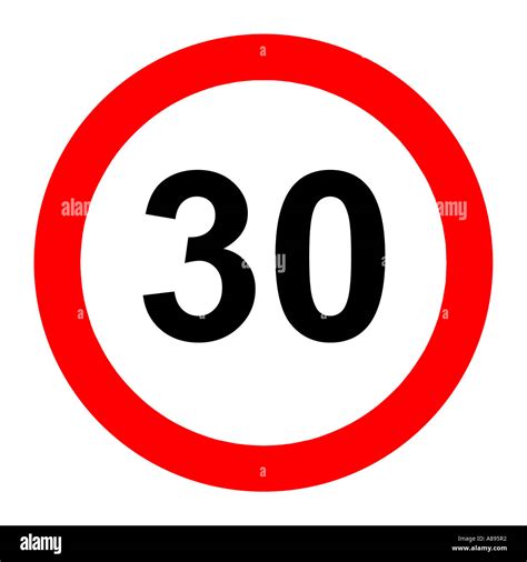 Thirty (30) miles per hour speed limit road sign on white background ...