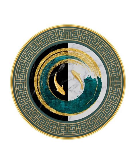 SAF Large Round Abstract Art Wall Painting with golden frame Vinyl ...