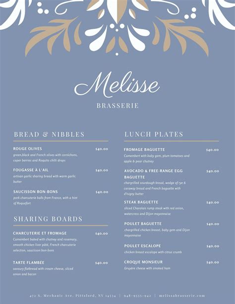 French Restaurant Menu Sample 的图像结果