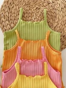 8pcs/Set Baby Girl's Casual Solid Color Knitted Tank Top And Shorts ...