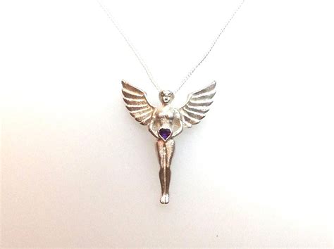Guardian Angel Necklace in Sterling Silver With Gemstone - Etsy