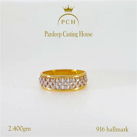 Gold Interlinked Stone Ring – HM Sarafa Bazar India Pvt Ltd