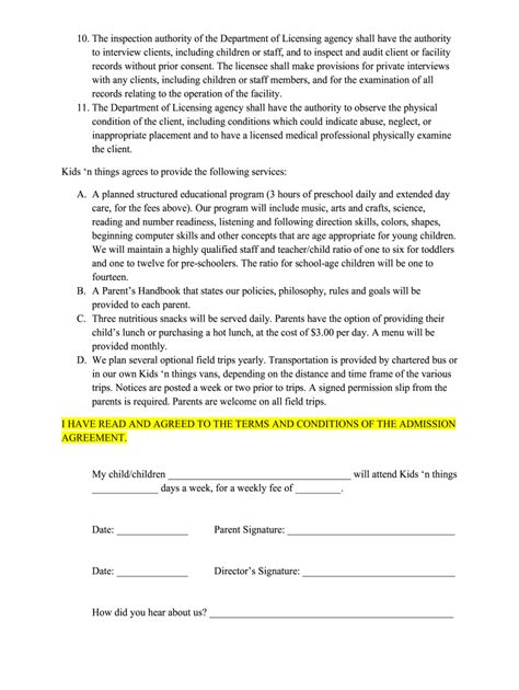 2018-2026 Form CA Kids Things Inc Admission Agreement - Blank Fillable ...
