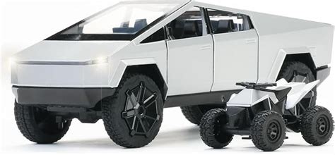 AL_Jannah Tesla Cybertruck Die-Cast Model with ATV, 1:24 Scale, Silver ...