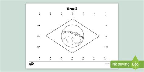 Brazil Flag Dot to Dot Worksheet - Colouring | Twinkl