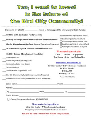 Fillable Online Contribution Form.pdf - Bird City, Kansas Fax Email ...