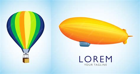 Premium Vector | Hot air balloons and blimp vintage airship zeppelin ...