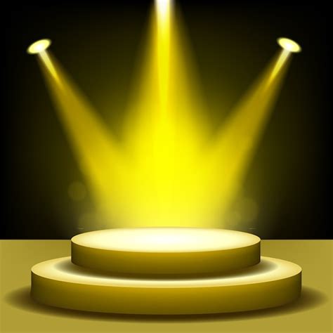 Spotlights illuminated on empty stage | Premium Vector