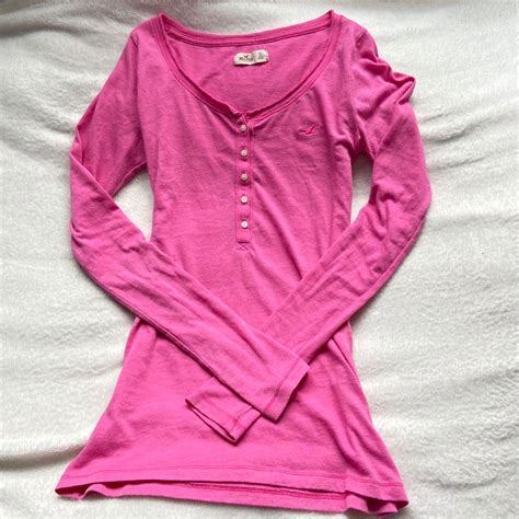 Pink Vintage 2000s Henley Hollister