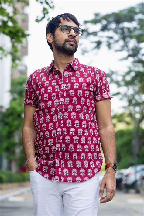 Buy Mesmerizing BPR30 Lekhit Handblock Men Half Sleeves Shirt Online ...
