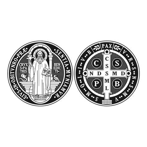 Medal of Saint Benedict Sacred Holy Cross Illustration Outline ...