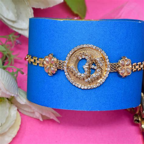 Stone Om SET OF 3 Rakhi Roli chawal n Rakshabandhan Gift Card for Bhai ...