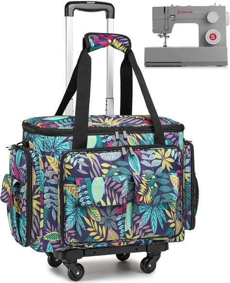 Amazon.com: SLINRKE Sewing Machine Case with Wheels - Rolling Sewing ...
