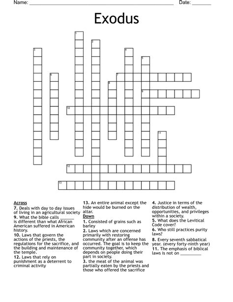 Exodus Crossword - WordMint