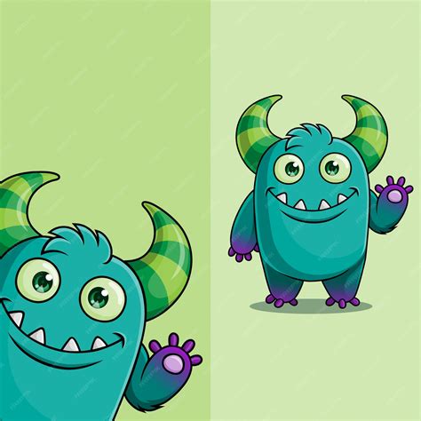 Premium Vector | Cute demon monster character waving, with different ...