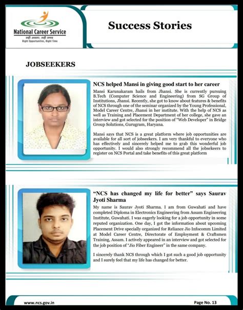 Model Career Centres / National Career Service- Success Stories ...
