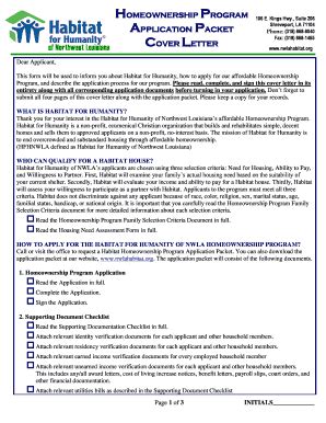 Fillable Online nwlahabitat HOMEOWNERSHIP PROGRAM 106 E Kings Hwy Suite ...