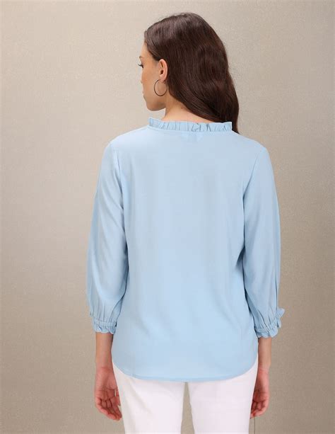 Women Light Blue V-Neck Solid Top – U.S. Polo Assn. India