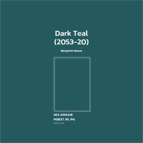 Benjamin Moore Dark Teal (2053-20) Paint - color codes, matching paints ...