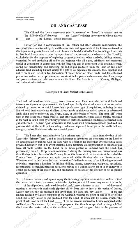 Michigan Producers 88 Rental Lease Pooling Provision | US Legal Forms