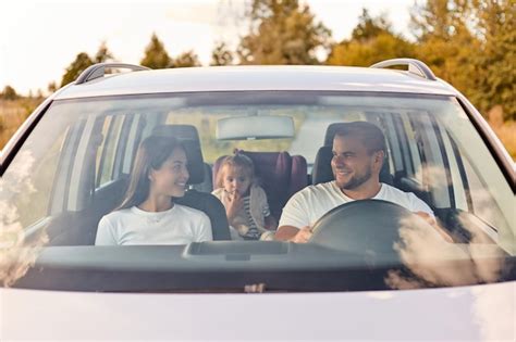Happy Australian family driving together
