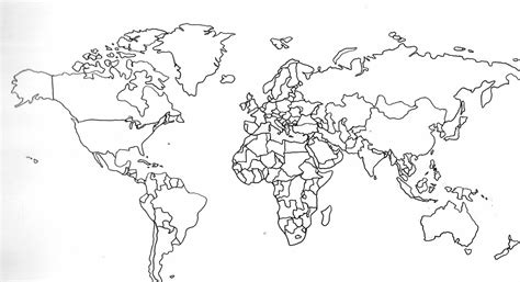 Free Printable Outline Blank Map of The World with Countries