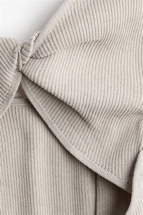 Twist-detail rib-knit dress - Light mole - Ladies | H&M IN