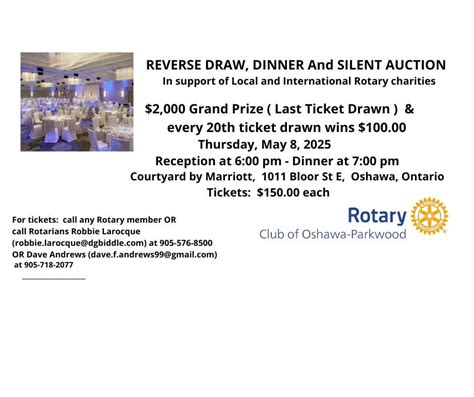 The 2025 Rotary Reverse Draw, Dinner & Silent Auction - tickets on Sale ...