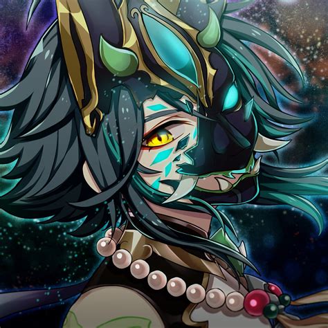 Download wallpaper Mask, Games, Art, Mask, Genshin Impact, Genshin ...