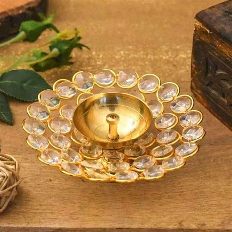 Brass Crystal Akhand Diya Brass Oil Pooja Lamp – ArtyCraftz
