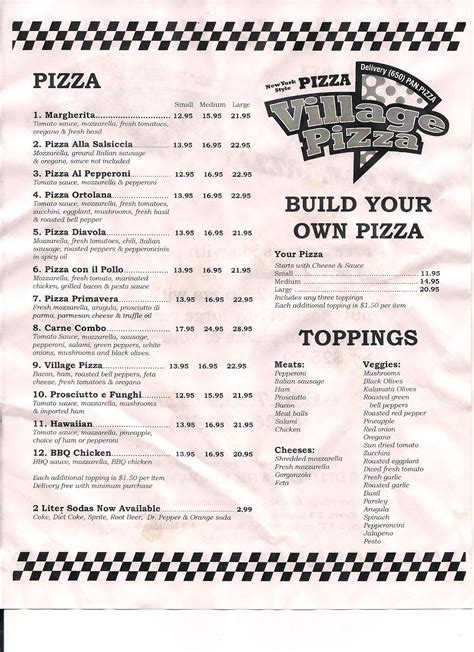 Village Pizza: Village Pizza Menu