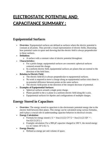 Electrostatic Potential and Capacitance Notes 的图像结果