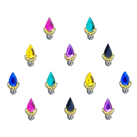 Comet Busters® Multicolor Tear Drop Crystal, Diamond Bindi (8mm ...