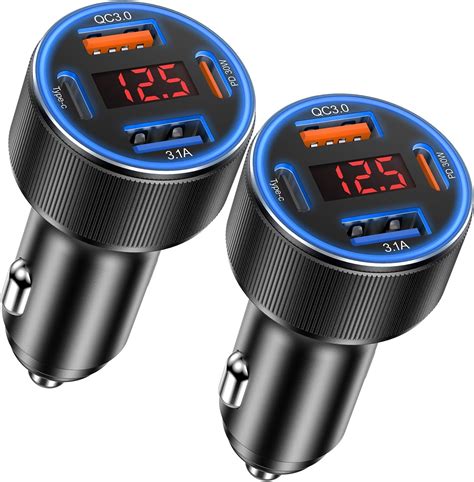Amazon.com: Car Charger USB C, 65W Multi Port Dual 12V Cigarette ...