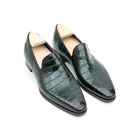 Goodyear Welted Sardoal Emerald Green Leather Loafer With Violin Leath ...