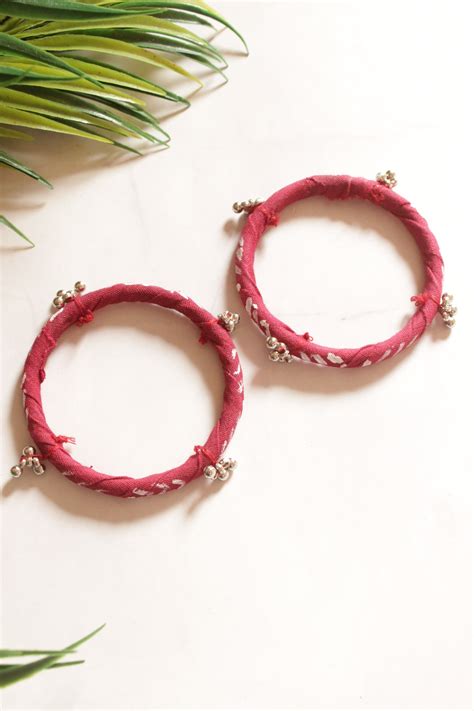 Set of 2 Red Fabric and Ghungroo Handmade Bangles – A Local Tribe