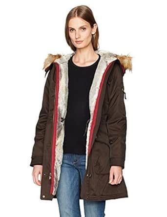 Buy 1 Madison Women's Faux Fur Trimmed Hood Parka, Olive, L at Amazon.in