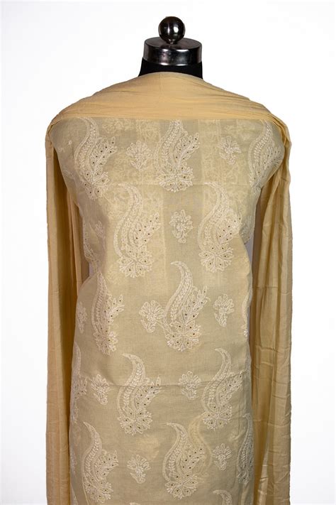 Sana Mukaish Cotton Suit Set - Elegance in Chikankari