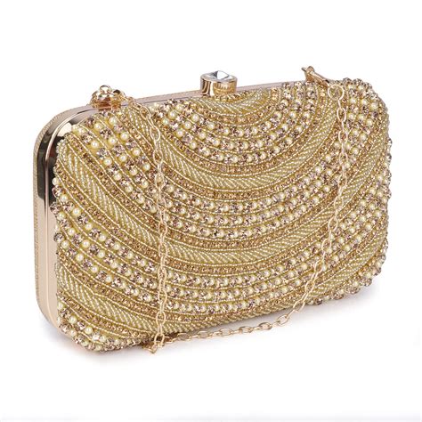 Fabia Collection Womens Party Clutch Evening Bag with Beads Work Floral ...