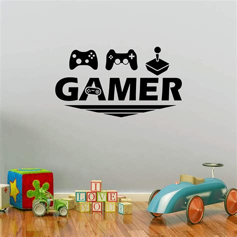 VVWVGame Wall Stickers Gaming Controller Joystick Playroom Wall Decals ...