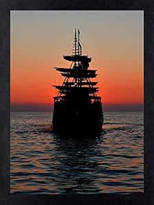 CRAFTSFEST Ship with Sea Wall Paintings for Living Room (Size: W x H ...