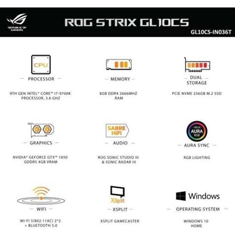 ASUS GL10CS-IN036T (Core i7 8GB 256GB Win10 4GB) Gaming Tower Desktop ...