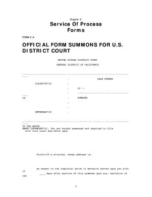 Fillable Online Service Of Process Forms OFFICIAL FORM SUMMONS ...