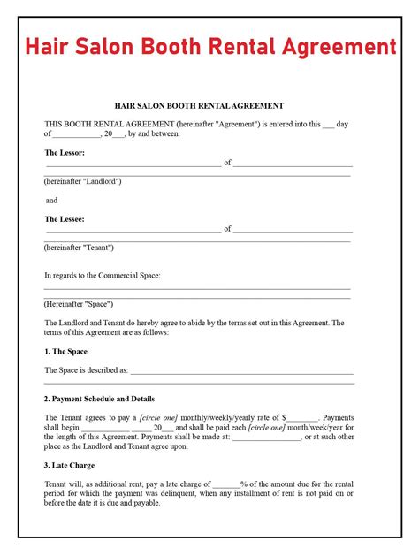 Printable Hair Stylist Contract Agreement