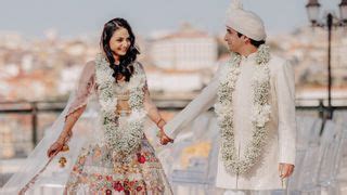 The bride teamed her lehenga with couture sneakers at the first ...