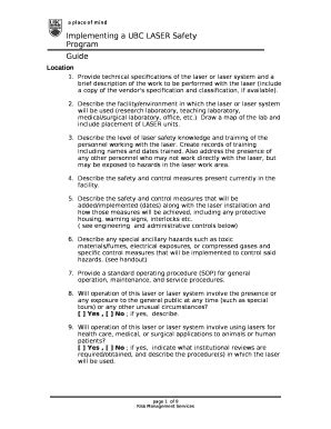 Provide technical specifications of the laser or laser system and a ...